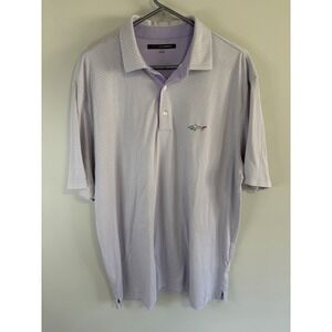 GREG NORMAN GOLF POLO SHIRT -XL WHITE PURPLE SHARK FIN DOT POLY PERFORMANCE